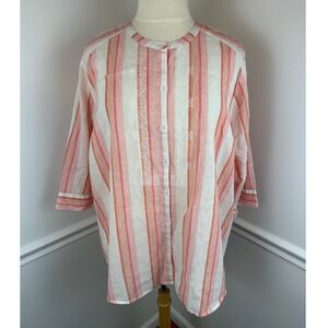 LANE BRYANT Lightweight Linen Blend Embroidered Button Down Shirt NWT | 26/28